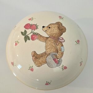 Mikasa Teddy Bear and Strawberry Trinket Dish with Lid Vintage